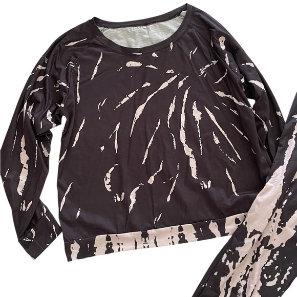 Women's Two-piece Set Tie-Dye Sweatsuit Set Long Sleeve Top Drawstring Sweatpant - Picture 2 of 5